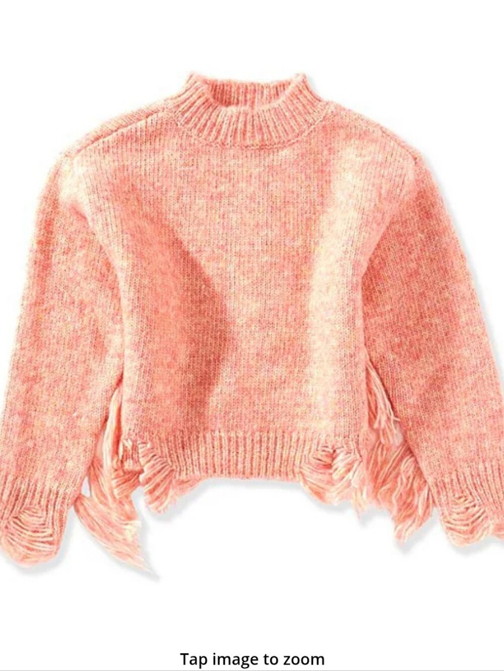 New Chelsea & Violet Big Girls Fringe Sweater Dusty Apricot Size L (12/14)